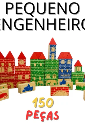 Castelinho de Blocos de Montar Brincando Construção Pequeno Engenheiro