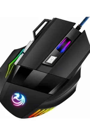 Mouse Gamer Anúbis 7 Botões 3200 DPI Ajustável LED RGB Alta Precisão e Velocidade Jogos Trabalho Estudos Cabo Reforçado Super Rápido Ergonômico Antideslizante Clique Duplo Premium - Preto